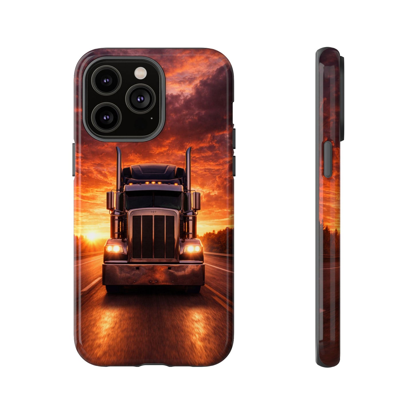 Big Rig Truck Phone Case Sunset Highway Semi Truck iPhone Samsung Cover