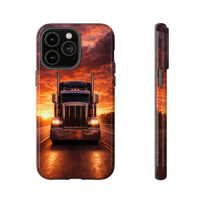 Big Rig Truck Phone Case Sunset Highway Semi Truck iPhone Samsung Cover