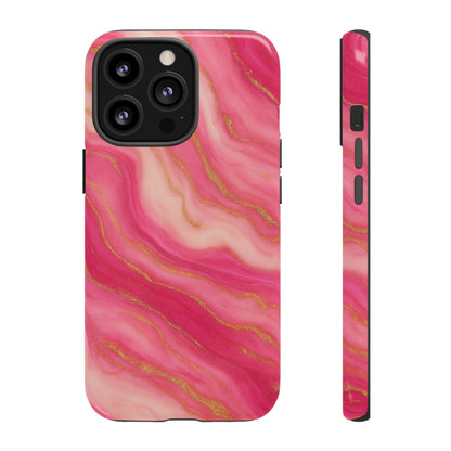 Pink Marble Phone Case | Rose Gold Swirl Aesthetic Tough Protective Case