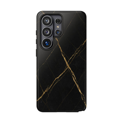Black Marble Phone Case with Gold Veins – Luxury Minimal Aesthetic Tough Case