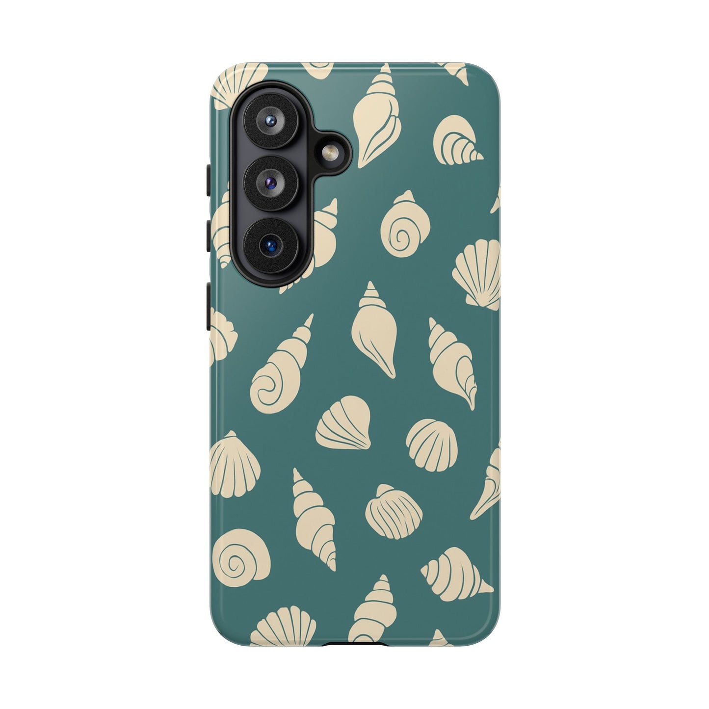 Seashell Pattern Phone Case | Teal Coastal Shells Tough Case for Iphone, Samsung Galaxy and Pixel