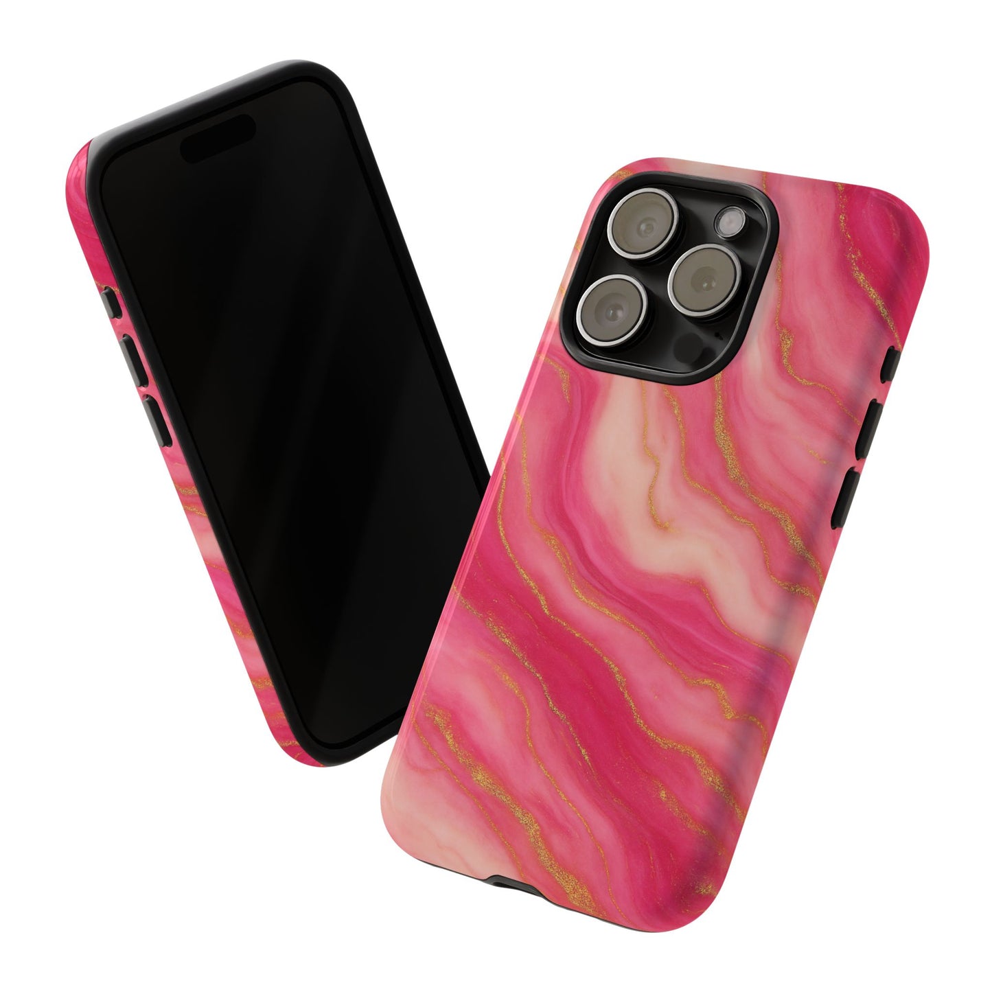 Pink Marble Phone Case | Rose Gold Swirl Aesthetic Tough Protective Case