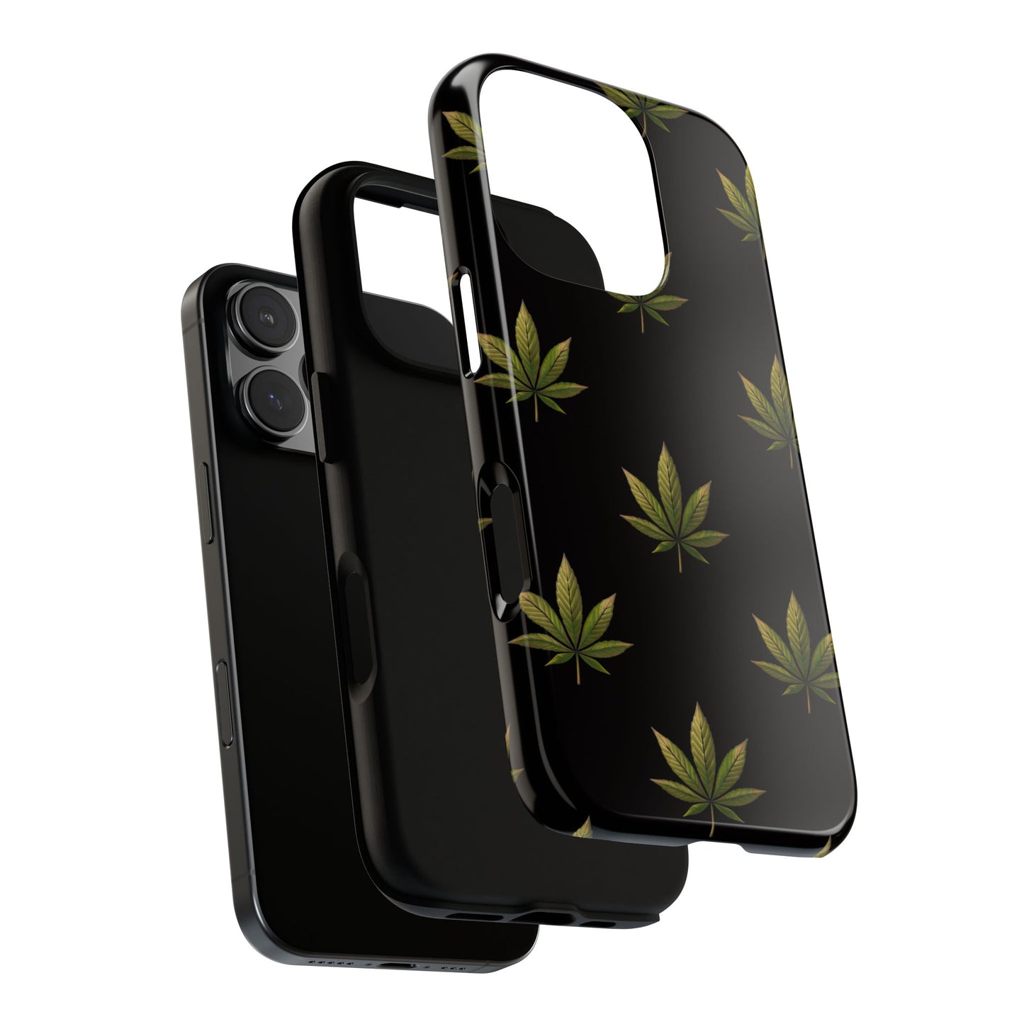 Cannabis Leaf Phone Case Green Weed Leaf Pattern Tough Protective Cover
