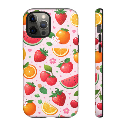 Fruit Phone Case – Tough Shockproof, Strawberry Cherry Citrus Summer Design for Iphone, Samsung Galaxy and Pixel