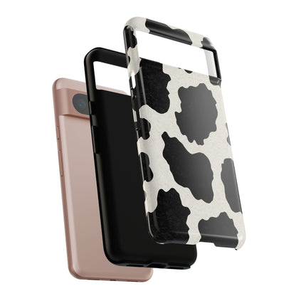 Black & White Cow Print Phone Case | Western Aesthetic iPhone & Samsung Tough Case