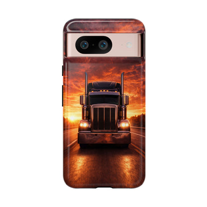 Big Rig Truck Phone Case Sunset Highway Semi Truck iPhone Samsung Cover