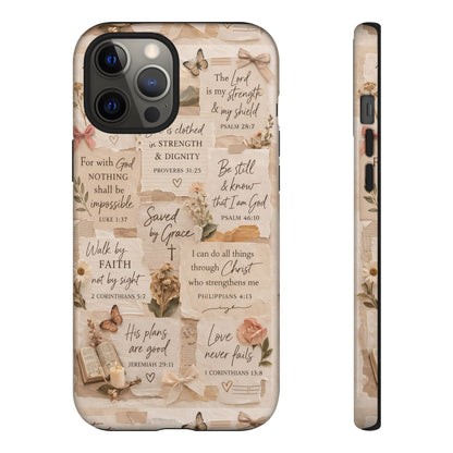 Christian Bible Verse Phone Case | Faith Scripture Aesthetic Floral Christian Case