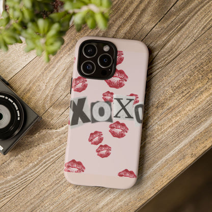 XOXO Kiss Print Phone Case | Coquette Valentine Aesthetic | Cute Pink Lipstick Kiss Tough Case for iPhone & Samsung