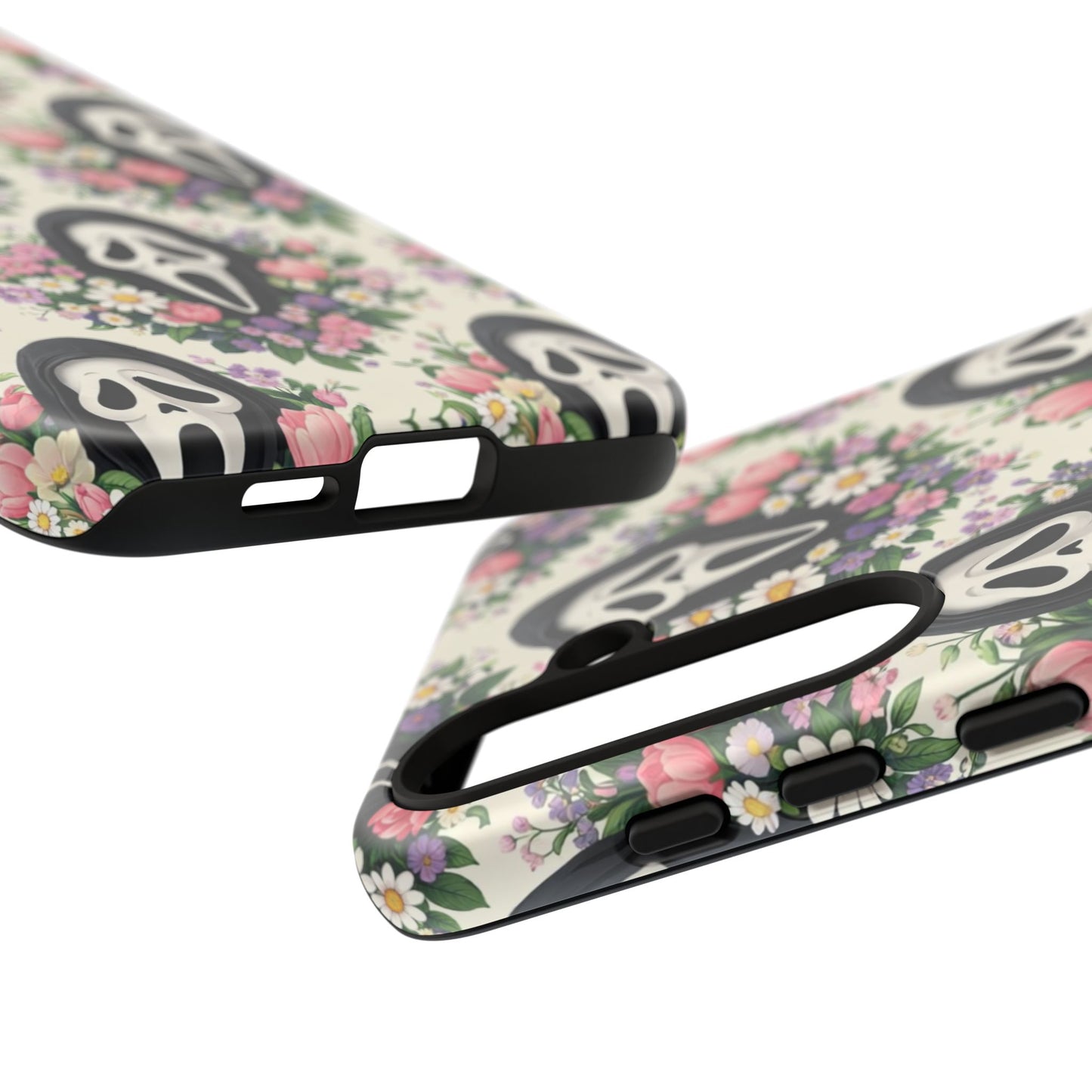 Floral Ghost Face Aesthetic Phone Case – Cute Spooky Tough Cover