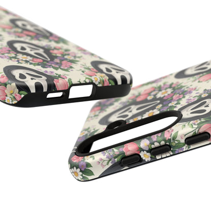 Floral Ghost Face Aesthetic Phone Case – Cute Spooky Tough Cover