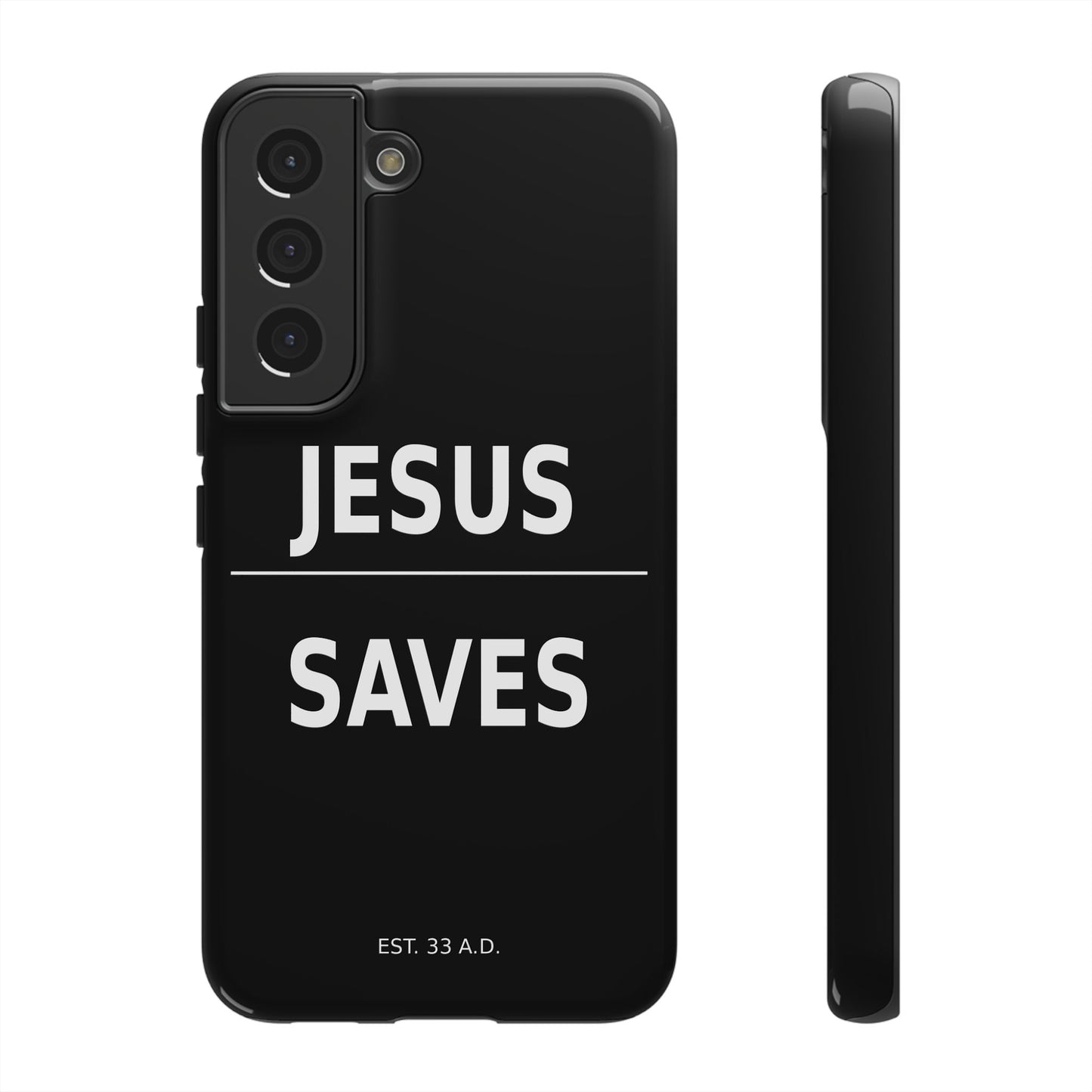 Jesus Saves Phone Case Christian Religious Minimalist Black Tough Cover