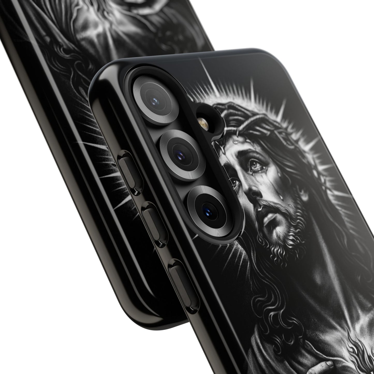 Jesus Sacred Heart Phone Case Black White Christian Faith Aesthetic