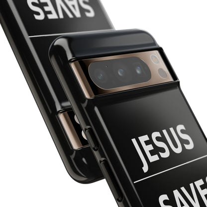 Jesus Saves Phone Case Christian Religious Minimalist Black Tough Cover