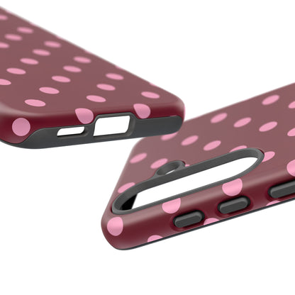 Pink Polka Dot Phone Case – Cute Aesthetic Tough Protective Phone Cover for Iphone, Samsung Galaxy and Pixel