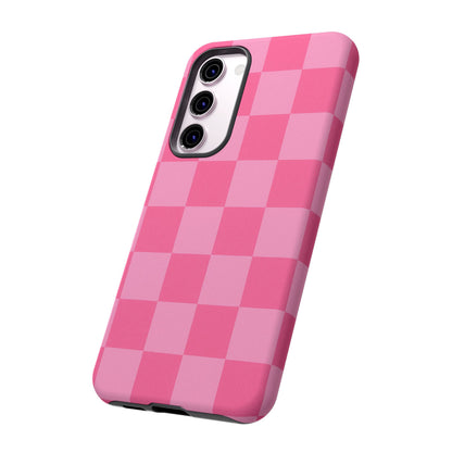 Pink Checkerboard Phone Case | Cute Aesthetic Checkered iPhone & Samsung Tough Case