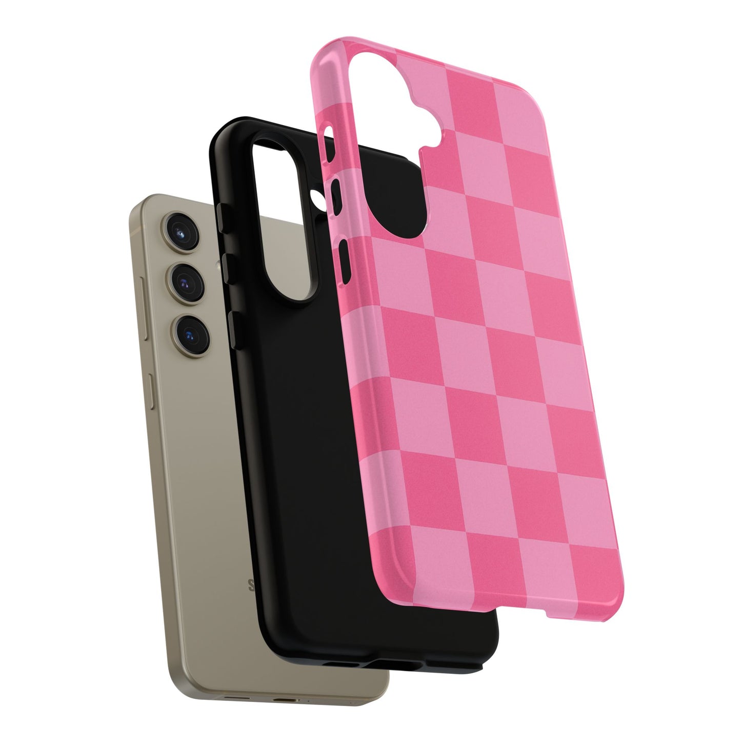 Pink Checkerboard Phone Case – Cute Aesthetic Tough Case for iPhone & Samsung