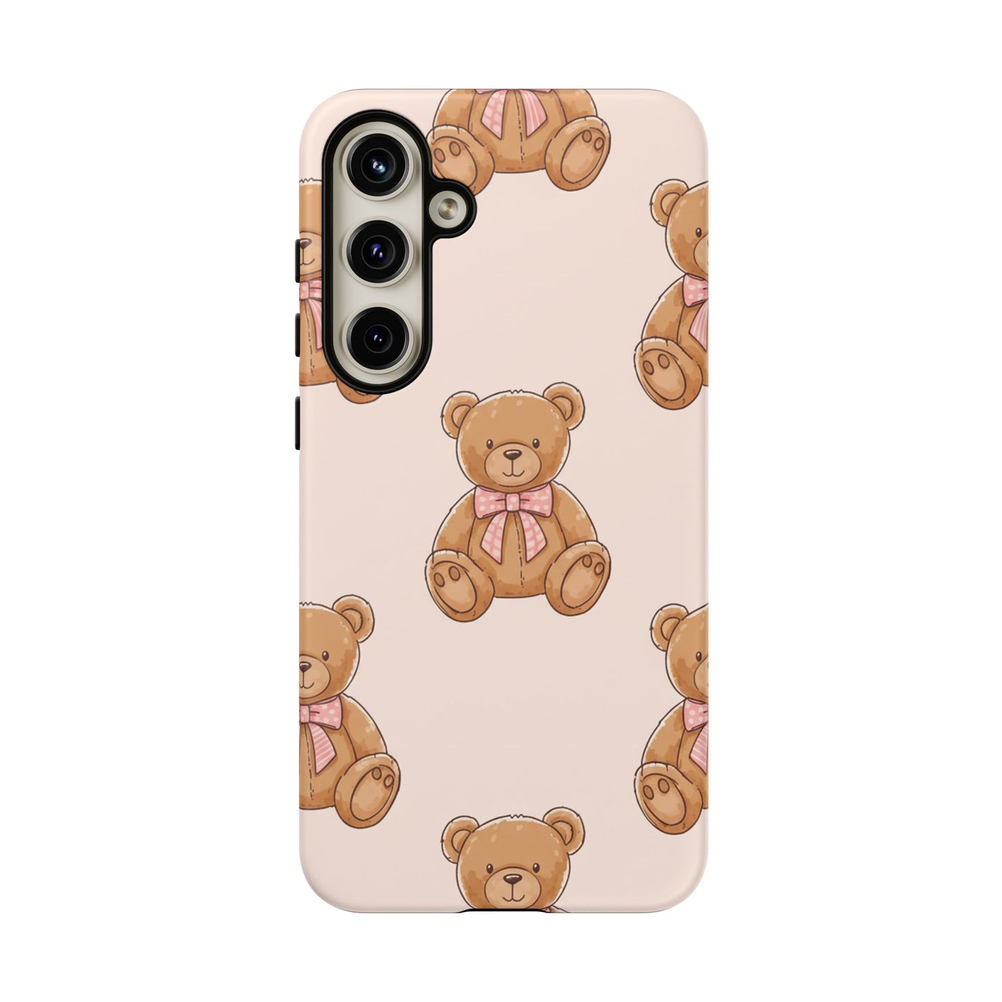Teddy Bear Phone Case | Cute Coquette Aesthetic Pink Bear Pattern Case | Kawaii Soft Girl iPhone & Samsung Tough Protective Case