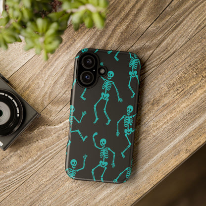 Dancing Teal Skeletons Phone Case | Tough Protective Case for Iphone, Samsung Galaxy and Pixel
