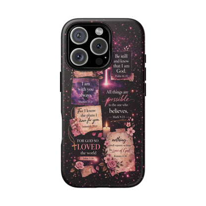 Christian Bible Verse Phone Case Pink Floral Faith Tough Protective Cover Gift