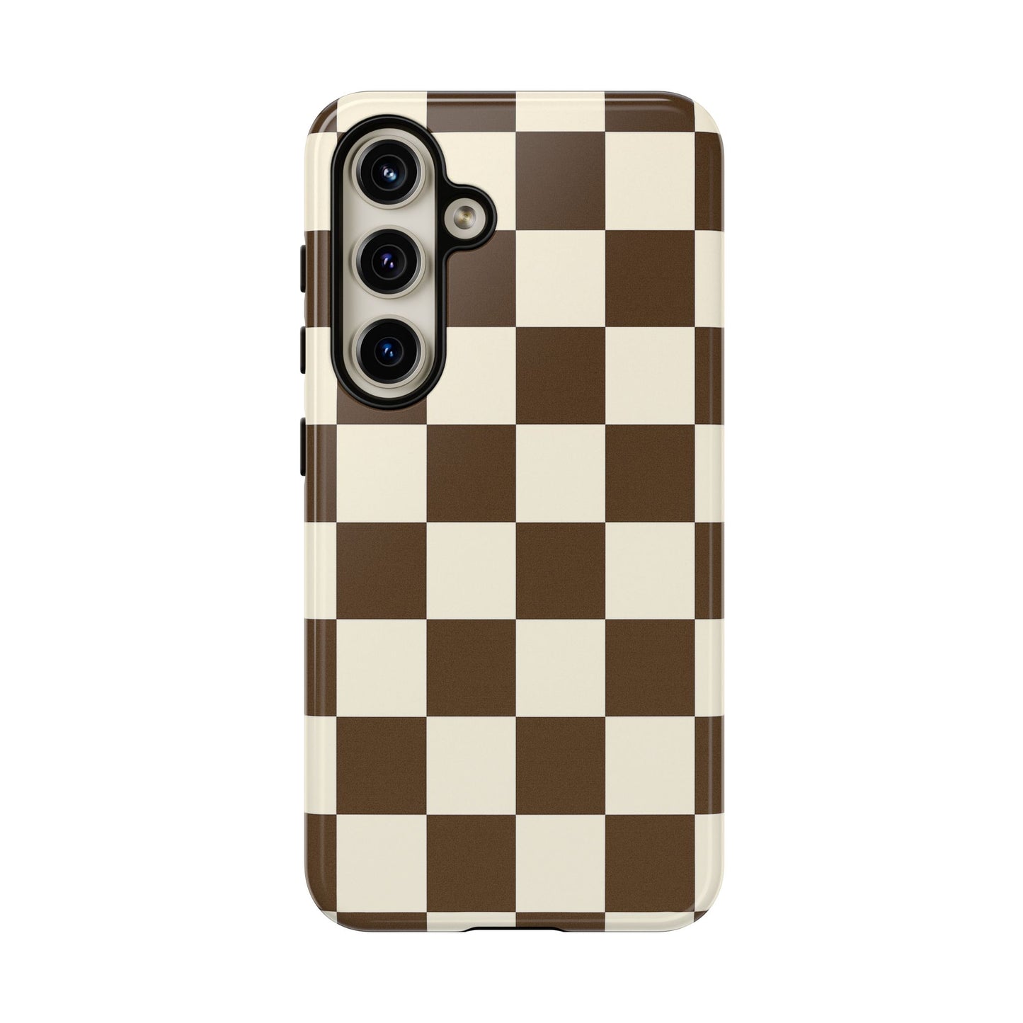 Mocha Checkerboard Phone Case | Neutral Aesthetic Tough Case