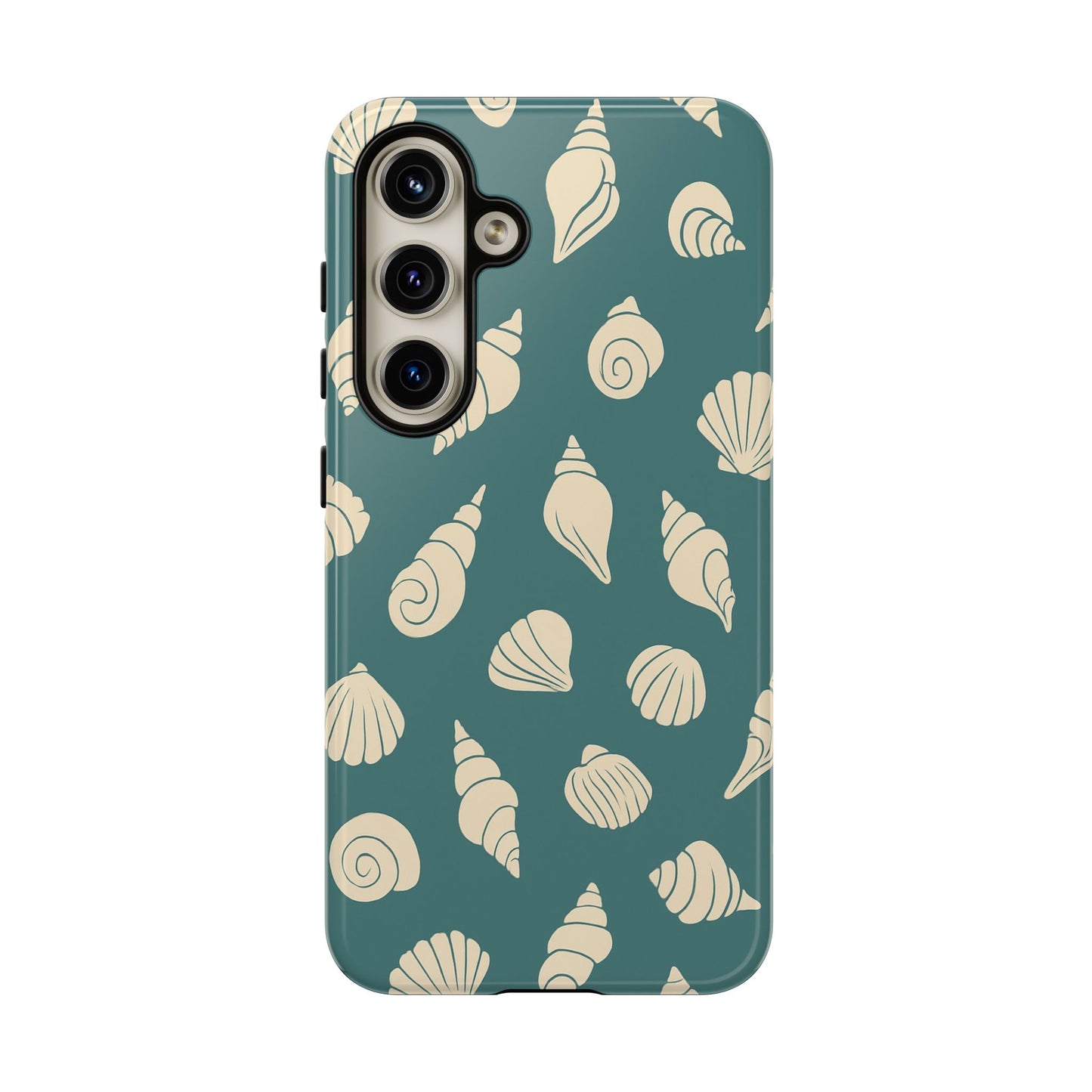 Seashell Pattern Phone Case | Teal Coastal Shells Tough Case for Iphone, Samsung Galaxy and Pixel