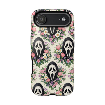 Floral Ghost Face Aesthetic Phone Case – Cute Spooky Tough Cover