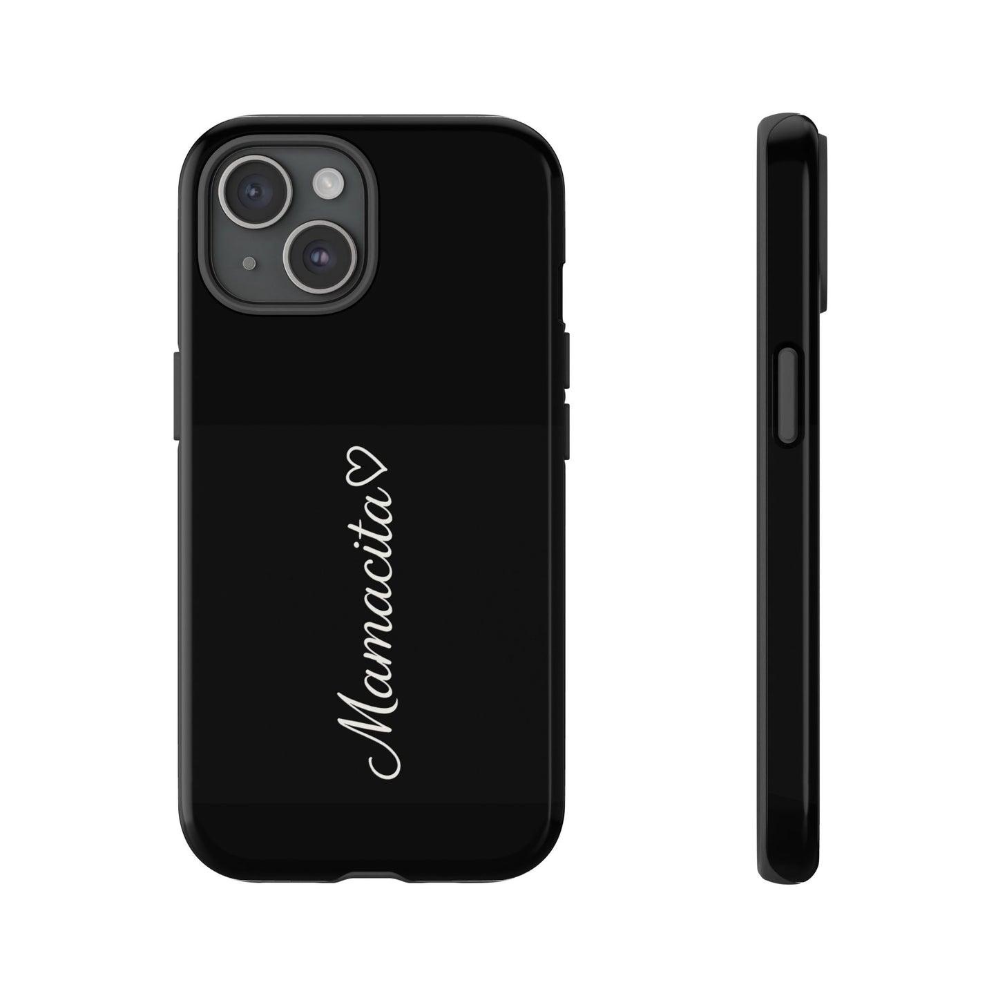 Mamacita Script Phone Case | Minimal Black Tough Case | Sleek Aesthetic Cover