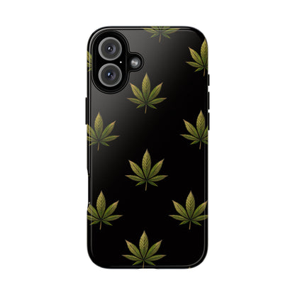 Cannabis Leaf Phone Case Green Weed Leaf Pattern Tough Protective Cover