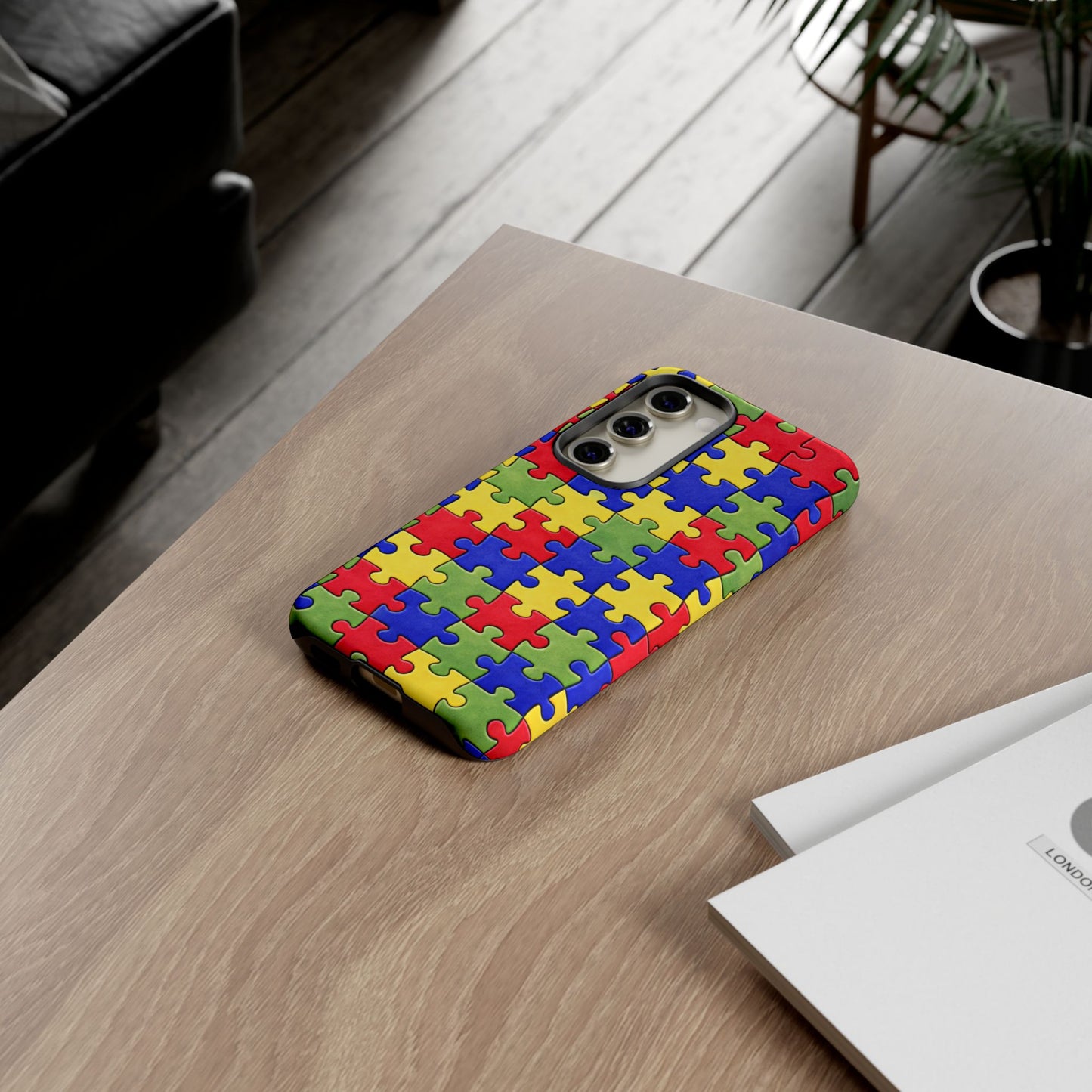 Colorful Puzzle Phone Case, Autism Awareness Jigsaw Design, Tough Protective Case, iPhone & Samsung Case, Vibrant Puzzle Pattern