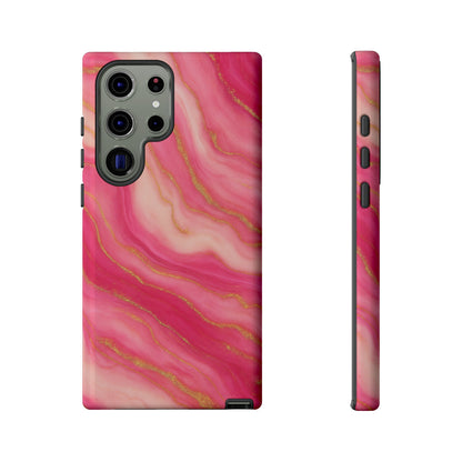 Pink Marble Phone Case | Rose Gold Swirl Aesthetic Tough Protective Case