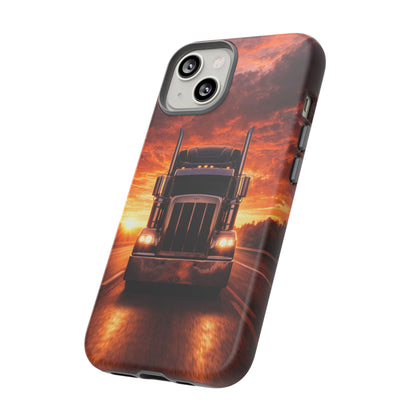 Big Rig Truck Phone Case Sunset Highway Semi Truck iPhone Samsung Cover