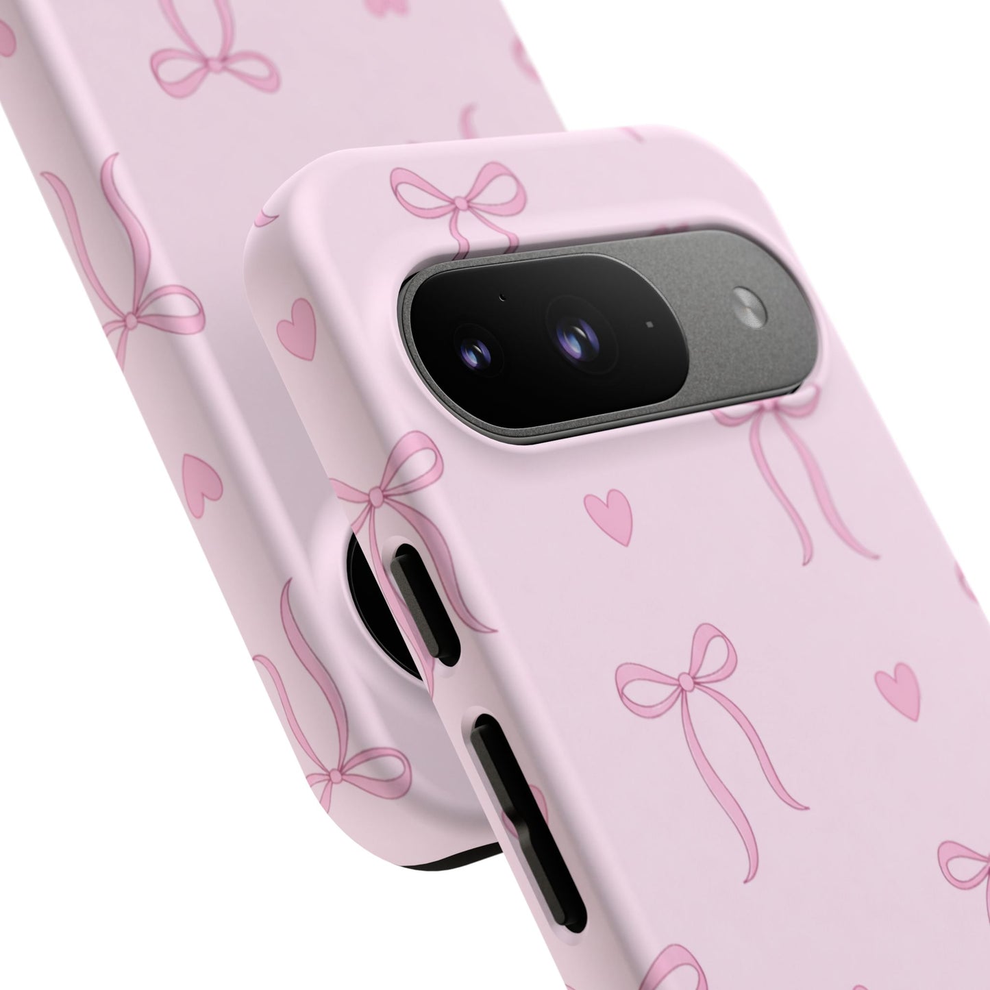 Pink Bow Heart Aesthetic Phone Case – Coquette Cute Tough Cover