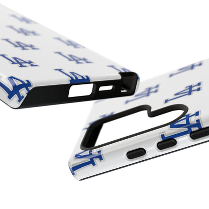 Blue LA Monogram Pattern Phone Case | Minimal Baseball Inspired Tough Cover