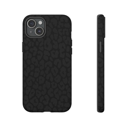 Black Leopard Phone Case | Black on Black Leopard Print Tough iPhone & Samsung Case | Matte or Glossy Protective Cover