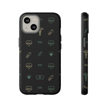 RN Nurse Phone Case – Minimal Medical Icon Pattern Healthcare Worker Tough Case
