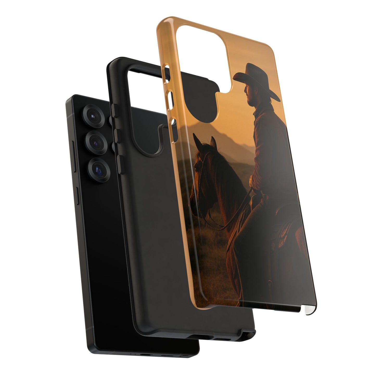 Western Cowboy Sunset Phone Case | Horse Rider Desert Aesthetic Tough Protective Case
