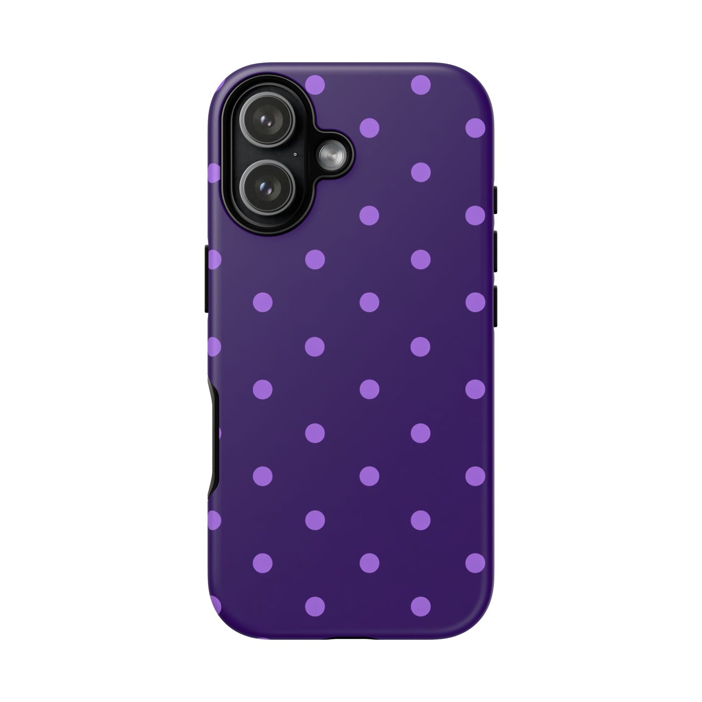 Purple Polka Dot Tough Phone Case – Cute Stylish Durable Protective Cover for Iphone, Samsung Galaxy and Pixel