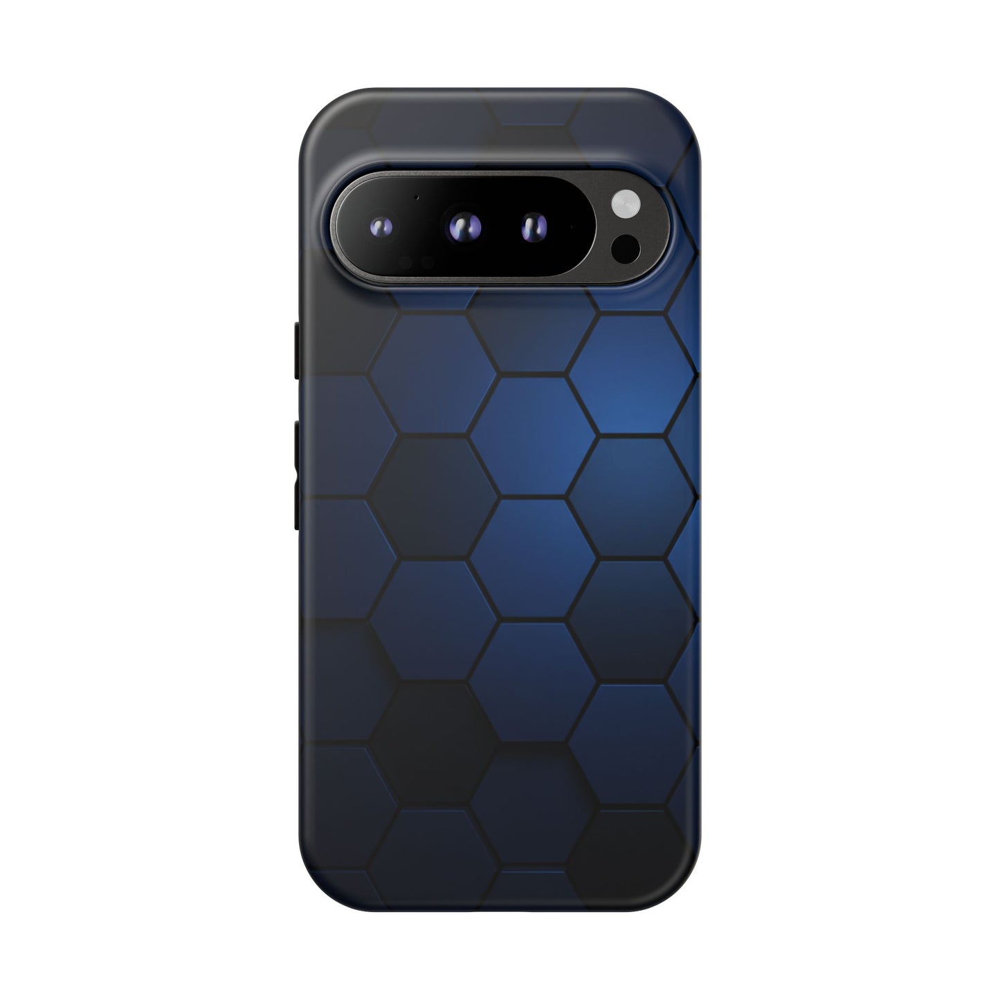 Blue Hexagon Gradient Phone Case | Honeycomb Geometric Tech Aesthetic | Minimalist Tough Case for iPhone & Samsung