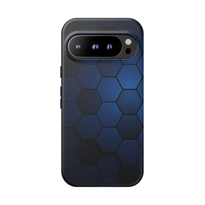 Blue Hexagon Gradient Phone Case | Honeycomb Geometric Tech Aesthetic | Minimalist Tough Case for iPhone & Samsung