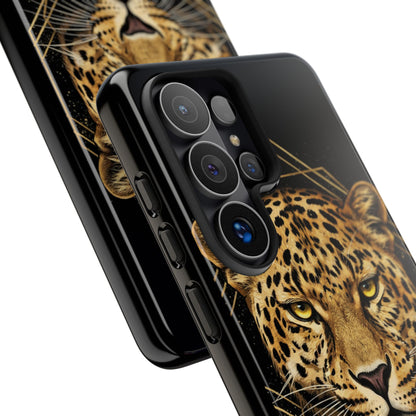 Leopard Phone Case – Black Gold Leopard Head Luxury Animal Tough Case