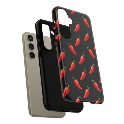Spicy Chili Pepper Phone Case – Black Cute Hot Pepper Tough Cover for Iphone, Samsung Galaxy and Pixel