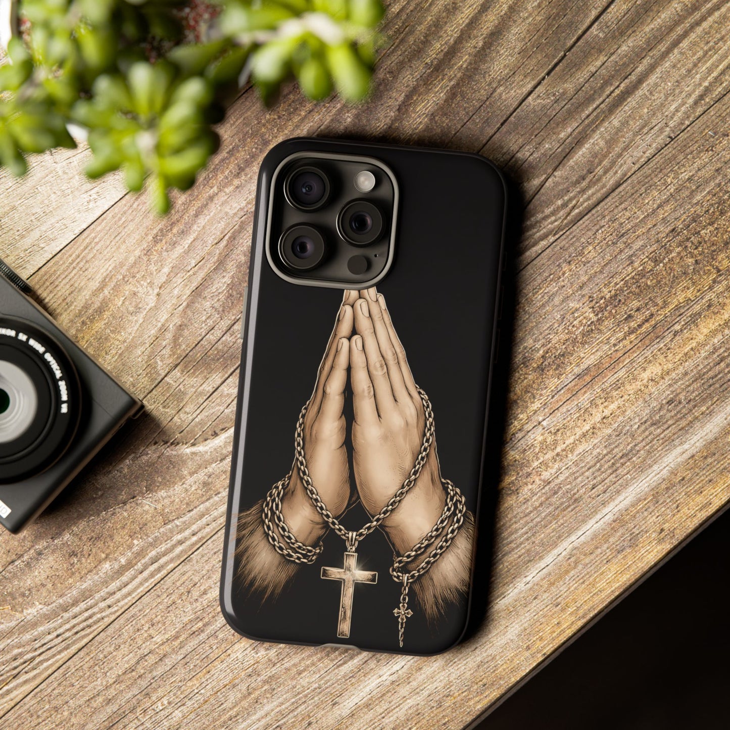 Praying Hands Cross Phone Case – Christian Faith Scripture Cover