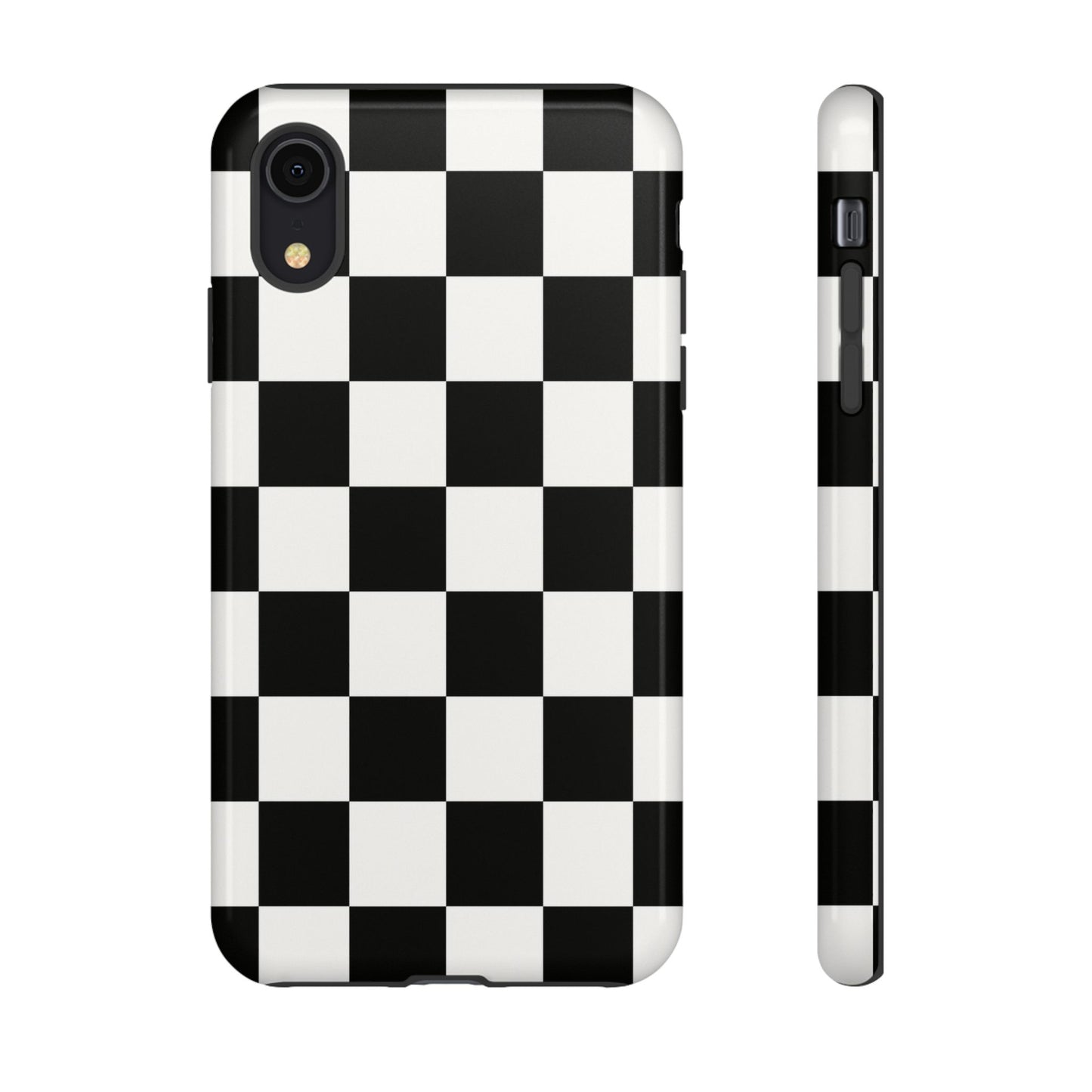 Black & White Checkerboard Phone Case – Classic Aesthetic Tough Protective Case