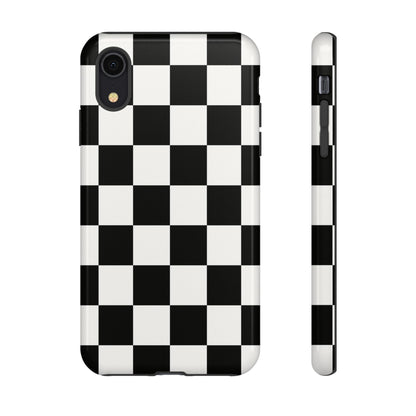 Black & White Checkerboard Phone Case – Classic Aesthetic Tough Protective Case