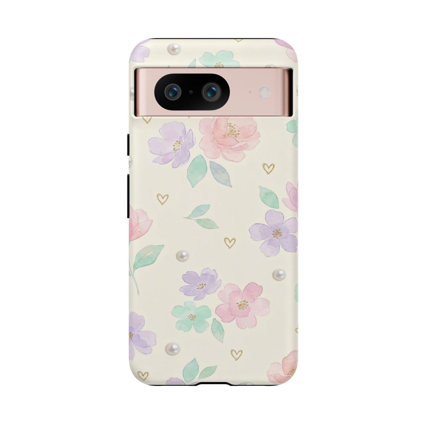 Pastel Floral Phone Case – Coquette Watercolor Flower Hearts Tough Case (iPhone, Samsung, Pixel)