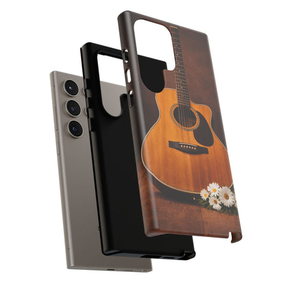 Acoustic Guitar Daisy Phone Case | Rustic Music Lover Tough Cover