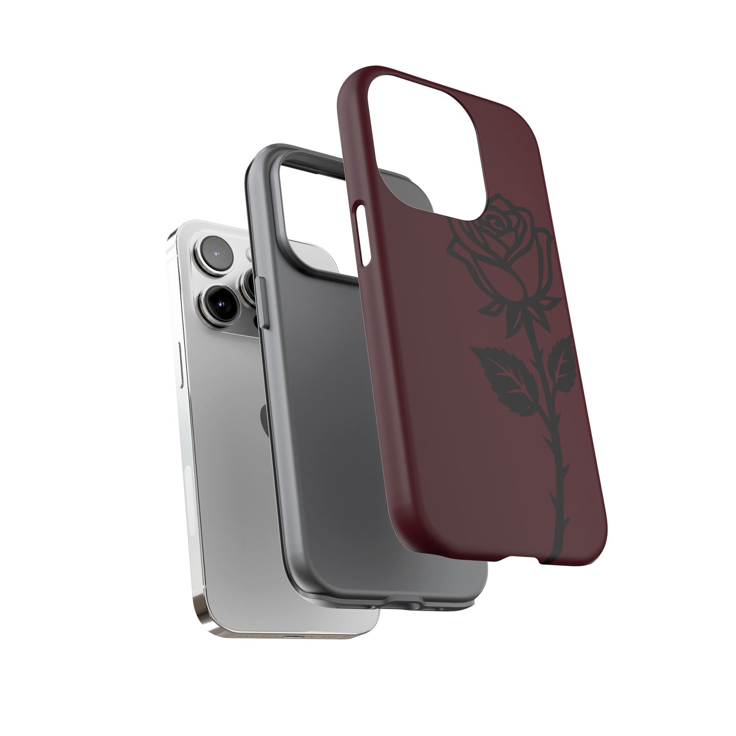 Black Rose Burgundy iPhone Case | Dark Aesthetic Shockproof Protective Cover