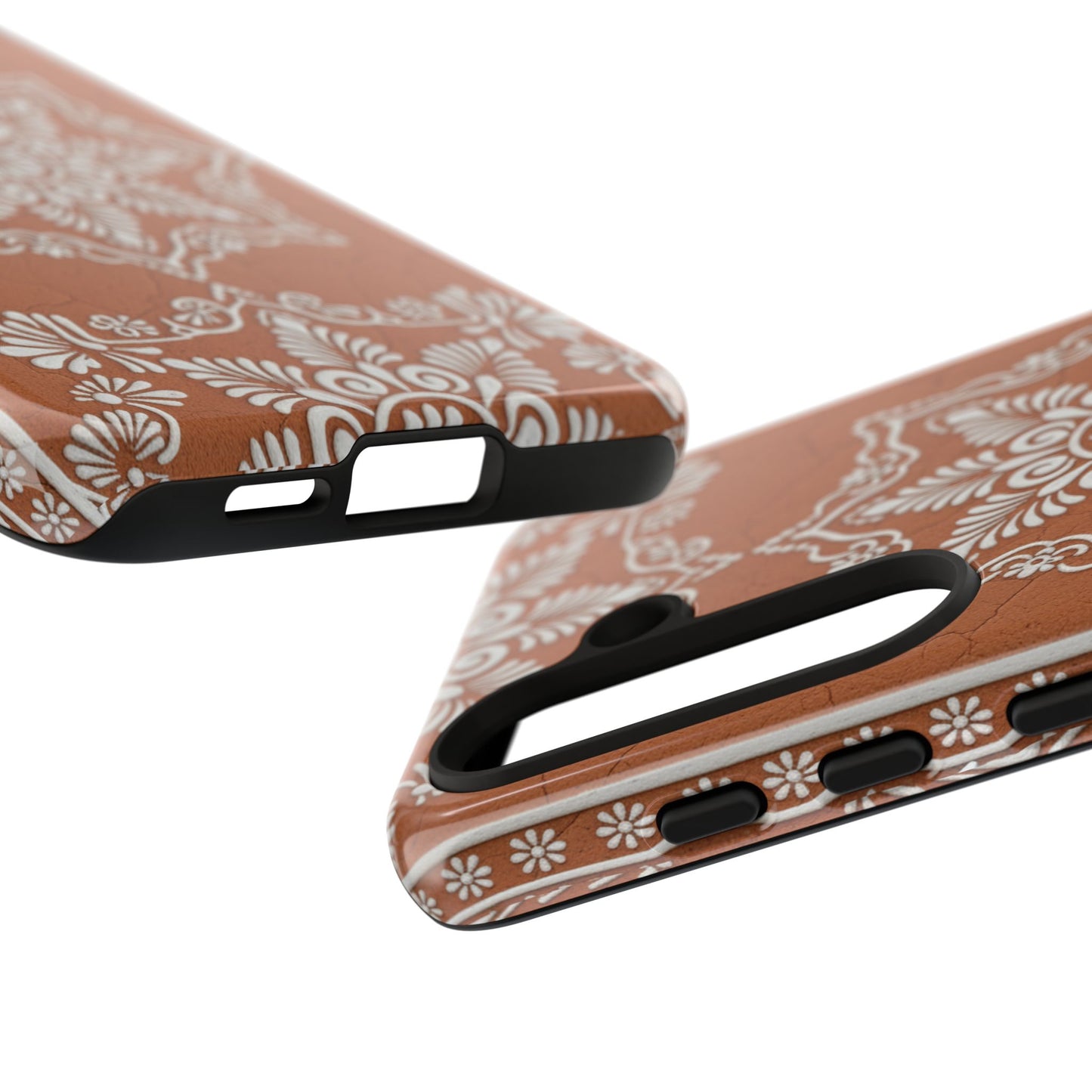 Talavera Terracotta Phone Case | Mexican Floral Pattern iPhone & Samsung Tough Case | Boho Clay Aesthetic Cover