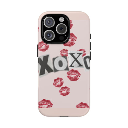 XOXO Kiss Print Phone Case | Coquette Valentine Aesthetic | Cute Pink Lipstick Kiss Tough Case for iPhone & Samsung