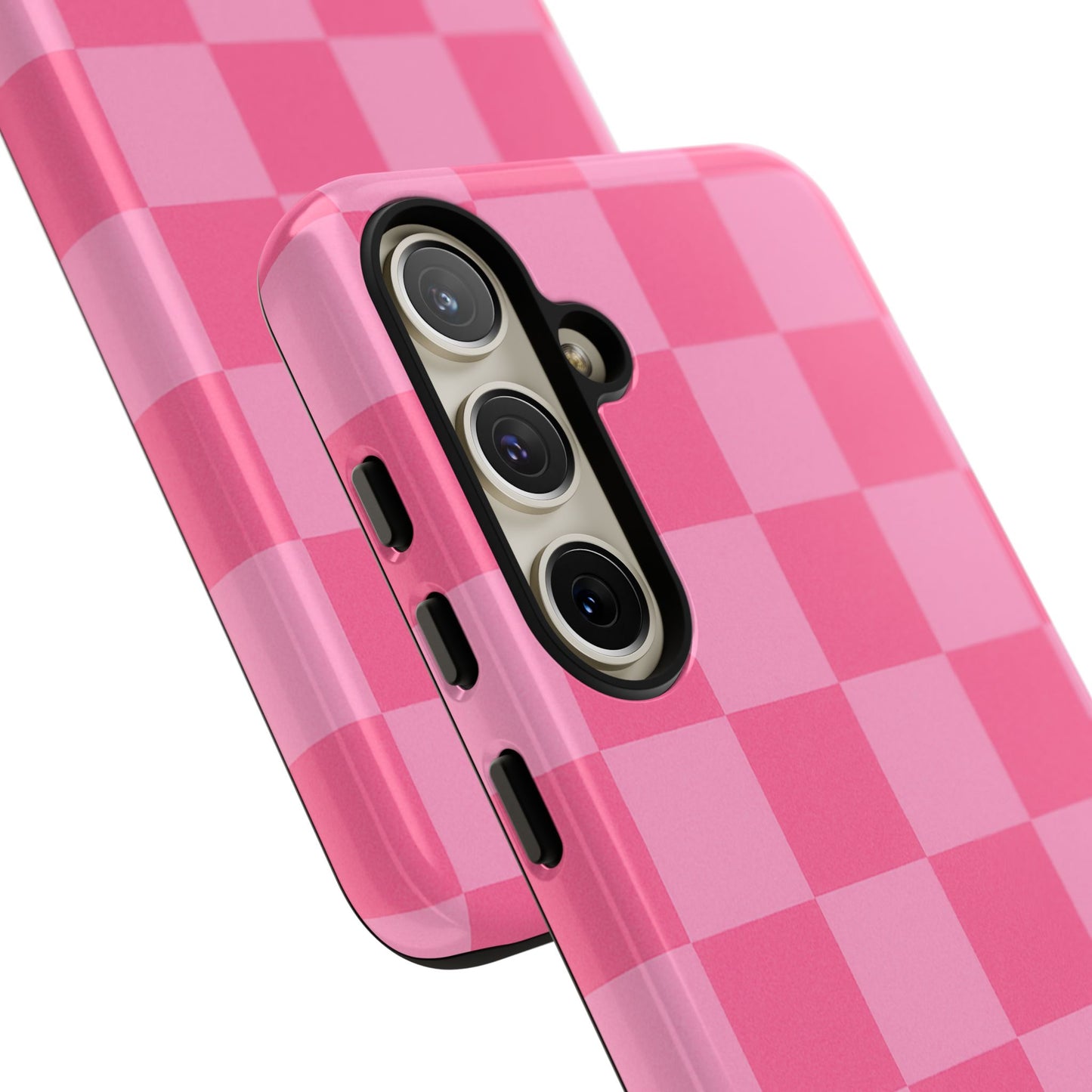 Pink Checkerboard Phone Case – Cute Aesthetic Tough Case for iPhone & Samsung